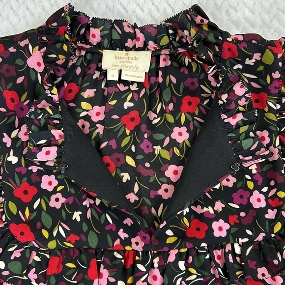 Kate Spade Floral Ruffle Trim Blouse/Top - Picture 12 of 17